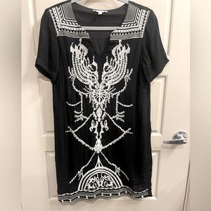 Black & White Embroidered and Beaded Dress - Small